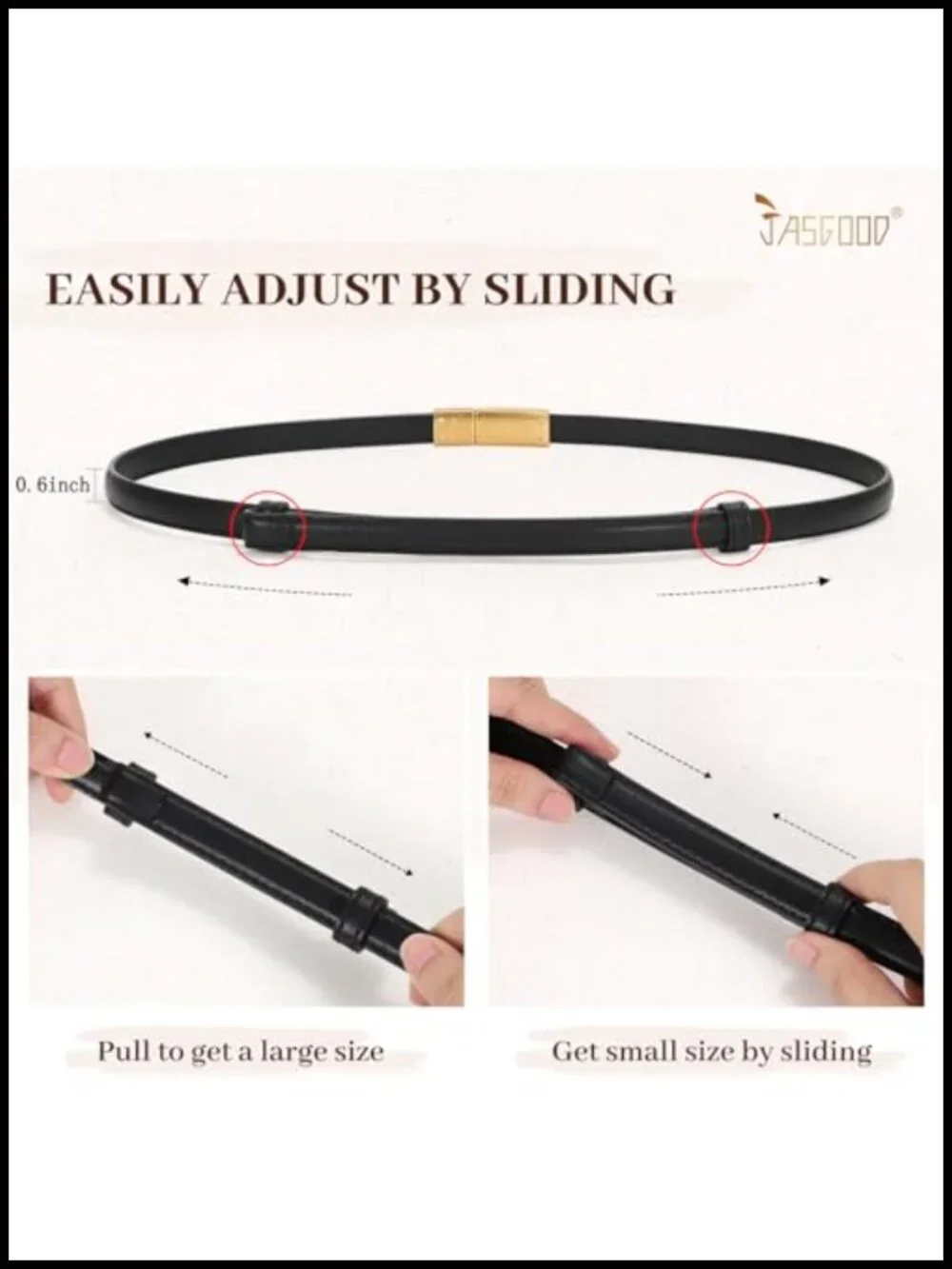 Women Skinny Leather Belt Gold Buckle Dress Waist Belt Adjustable